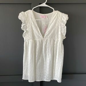 White eyelet top